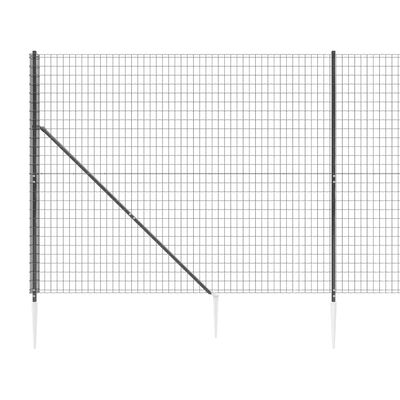 vidaXL Gard plasă de sârmă cu țăruși de fixare, antracit, 1,4x10 m