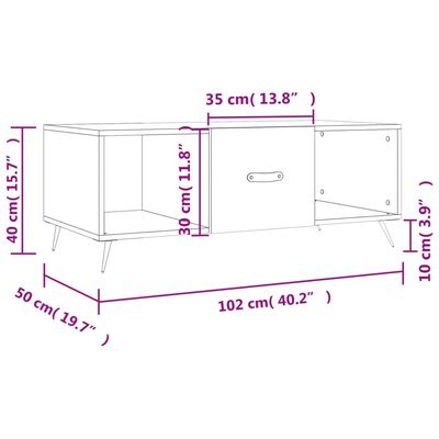 vidaXL Măsuță de cafea, stejar sonoma, 102x50x40 cm, lemn prelucrat