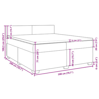 vidaXL Pat box spring cu saltea, gri deschis, 200x200 cm, catifea