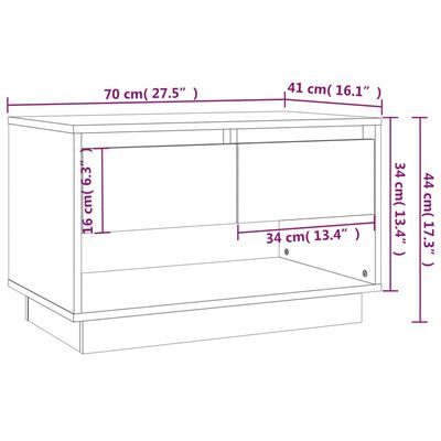 vidaXL Comodă TV, negru, 70x41x44 cm, PAL