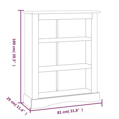 vidaXL Bibliotecă 3 rafturi stil mexican Corona gri 81x29x100 cm pin