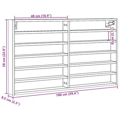 vidaXL Dulap cu vitrină, alb, 100x8,5x58 cm, lemn prelucrat