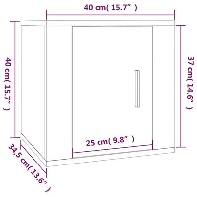 vidaXL Dulap TV montat pe perete, alb extralucios, 40x34,5x40 cm