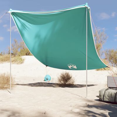 vidaXL Baldachin de plajă cu ancore de nisip, verde, 214x236 cm