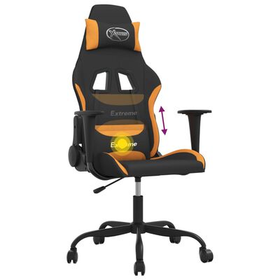 vidaXL Scaun de gaming cu masaj, negru și portocaliu, textil