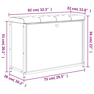 vidaXL Bancă pantofi cu sertar rabatabil, stejar fumuriu, 82x32x56 cm