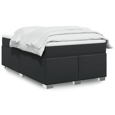 vidaXL Pat box spring cu saltea, negru, 120x190 cm, piele ecologică