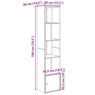 vidaXL Bibliotecă, gri beton, 40x36x189 cm, lemn compozit