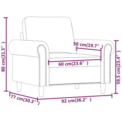 vidaXL Canapea de o persoană, 60 cm, piele ecologică