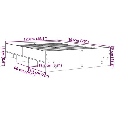 vidaXL Cadru de pat, alb, 120x190 cm, lemn prelucrat