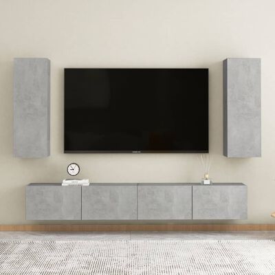 vidaXL Comode TV, 2 buc., gri beton, 30,5x30x90 cm, lemn prelucrat