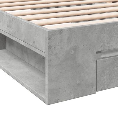 vidaXL Cadru de pat cu sertar, gri beton, 75x190 cm, lemn prelucrat