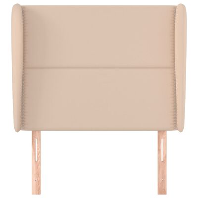 vidaXL Tăblie pat cu aripioare cappuccino 103x23x118/128 cm piele eco