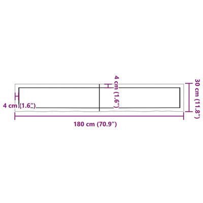 vidaXL Blat de baie, maro închis, 180x30x(2-6) cm, lemn masiv tratat