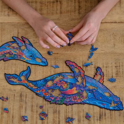 UNIDRAGON Puzzle Milky Whales 172 piese, mediu, 33x20 cm lemn