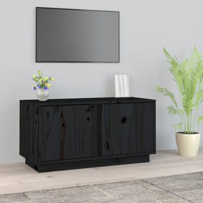 vidaXL Comodă TV, negru, 80x35x40,5 cm, lemn masiv de pin