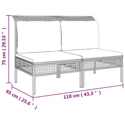 vidaXL Set mobilier de grădină cu perne, 6 piese, gri, poliratan