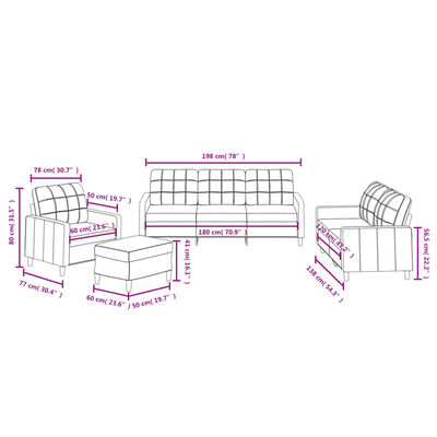 vidaXL Set canapea cu perne, 4 piese, roșu vin, material textil