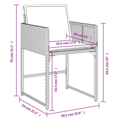 vidaXL Set mobilier de grădină cu perne, 9 piese, negru, poliratan