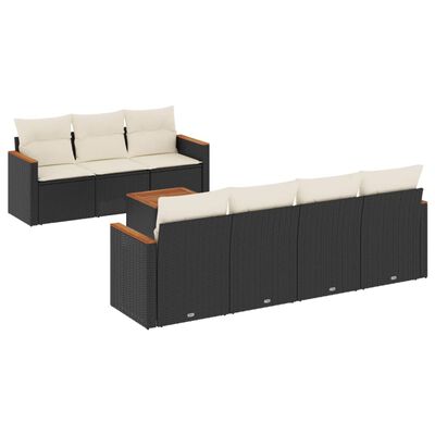 vidaXL Set mobilier de grădină cu perne, 8 piese, negru, poliratan