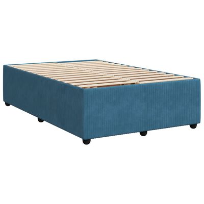 vidaXL Pat box spring cu saltea, albastru închis, 120x190 cm, catifea