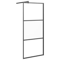 vidaXL Perete cabină duș walk-in negru 80x195 cm Sticlă ESG semi-mată