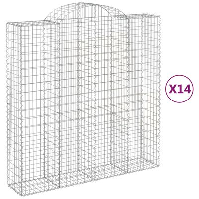 vidaXL Coșuri gabion arcuite, 14 buc 200x50x200/220cm, fier galvanizat