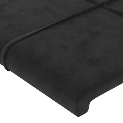 vidaXL Tăblie de pat cu LED, negru, 144x5x78/88 cm, catifea