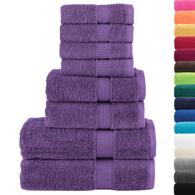 vidaXL Set de prosoape premium SOLUND, 8 piese, violet, 600 g/m²