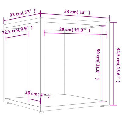 vidaXL Masă laterală, gri beton, 33x33x34,5 cm, PAL