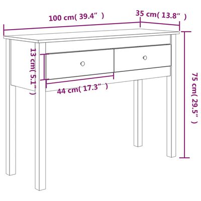 vidaXL Masă consolă, alb, 100x35x75 cm, lemn masiv de pin