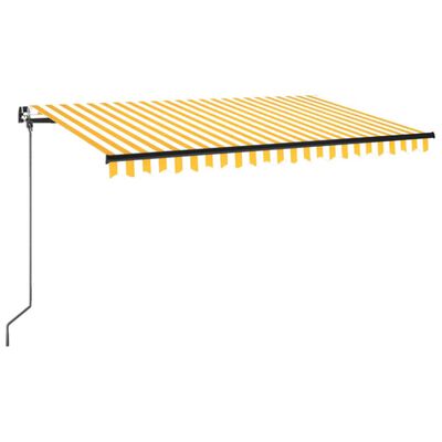 vidaXL Copertină retractabilă manual cu LED, galben și alb, 400x350 cm