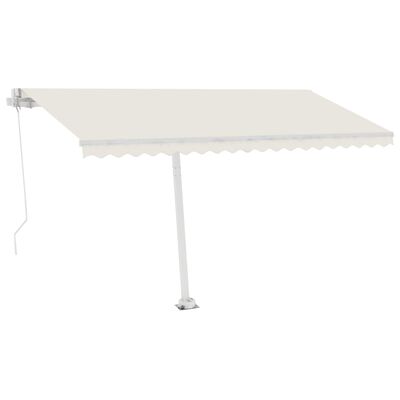 vidaXL Copertină retractabilă manual cu LED, crem, 400x350 cm