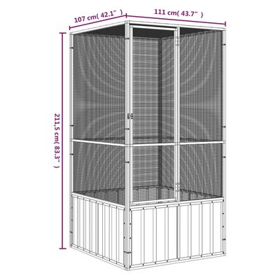 vidaXL Colivie pentru păsări antracit 111x107x211,5 cm oțel galvanizat