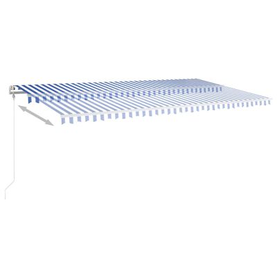 vidaXL Copertină retractabilă manual cu LED, albastru/alb, 6x3,5 m