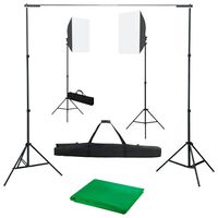 vidaXL Kit studio foto cu lumini softbox și fundal