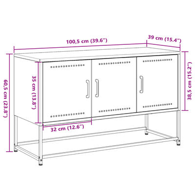 vidaXL Dulap TV, roz, 100,5x39x60,5 cm, oțel