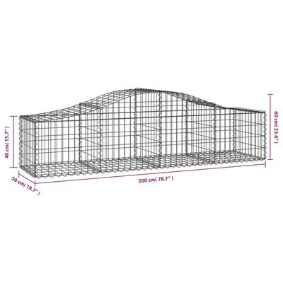 vidaXL Coșuri gabion arcuite 30 buc, 200x50x40/60 cm, fier galvanizat