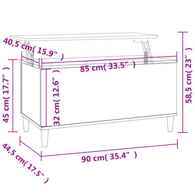 vidaXL Măsuță de cafea, gri beton, 90x44,5x45 cm, lemn compozit