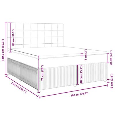 vidaXL Pat box spring cu saltea, gri deschis, 180x200 cm, catifea