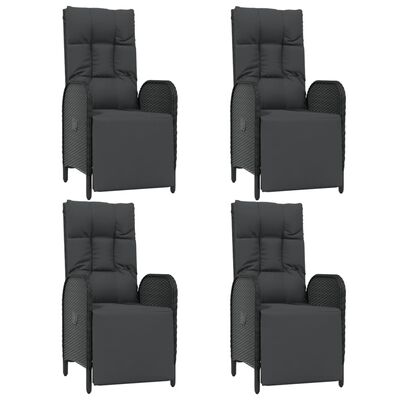 vidaXL Set mobilier de grădină cu perne, 5 piese, negru, poliratan