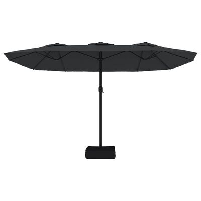 vidaXL Umbrelă de grădină cu două capete/LED-uri, negru, 449x245 cm