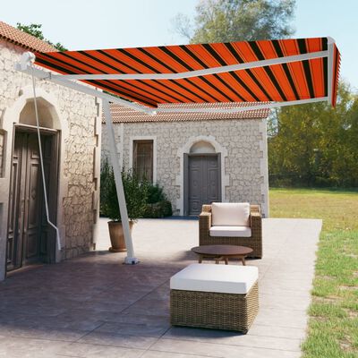 vidaXL Copertină retractabilă manual, portocaliu și maro, 450x350 cm