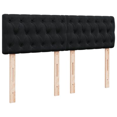 vidaXL Pat box spring cu saltea, negru, 140x190 cm, catifea