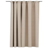 vidaXL Draperie opacă, aspect de in, bej, 290 x 245 cm, cu cârlige