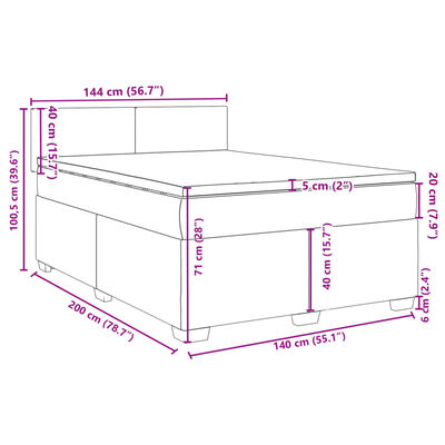 vidaXL Pat box spring cu saltea, roz, 140x200 cm, catifea