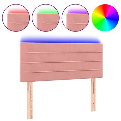 vidaXL Tăblie de pat cu LED, roz, 90x5x78/88 cm, catifea