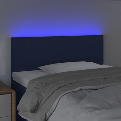 vidaXL Tăblie de pat cu LED, albastru, 80x5x78/88 cm, textil