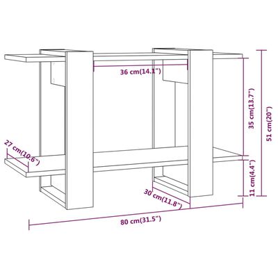 vidaXL Bibliotecă/Separator cameră, gri beton, 80x30x51 cm