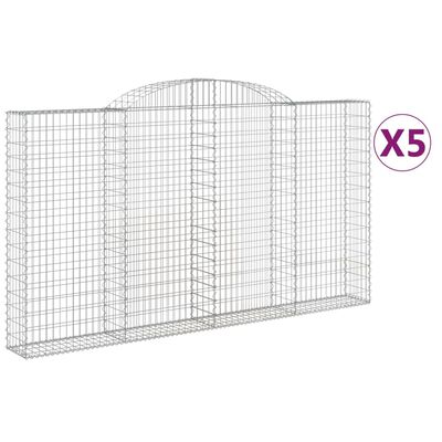 vidaXL Coșuri gabion arcuite 5 buc. 300x30x160/180 cm fier galvanizat